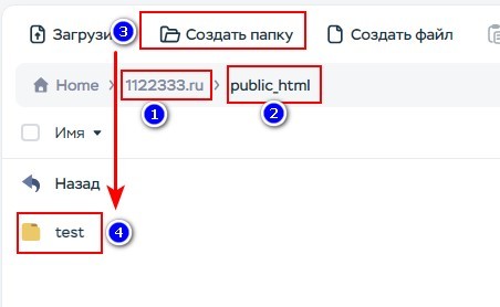 Создадим папку для сайта